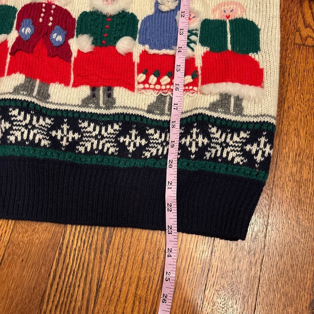 Vintage 80s Susan Bristol Embroidered Wool Sweater Winter Scene Small Cottage - Picture 6 of 6